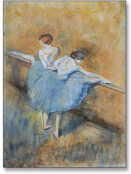 Watercolour painting of ballet dancers by Jill Fellows at Painting Photography France